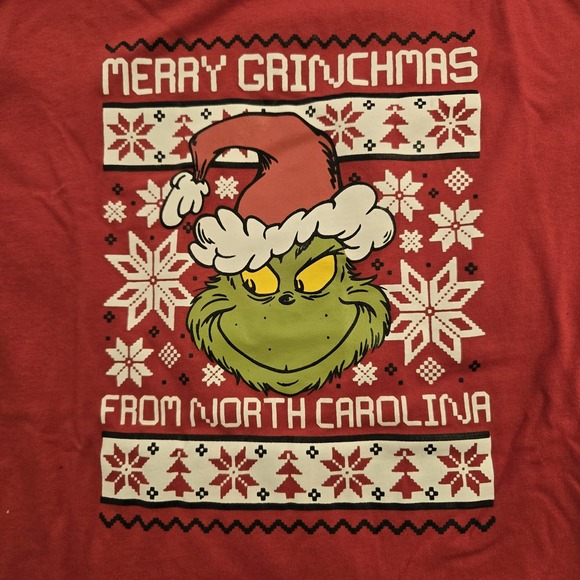Dr. Seuss Grinch Merry Grinchmas From North Carolina Christmas T-shirt XL - Picture 2 of 8